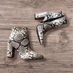 Lulus Ottava Black and White Snake High Heel Booties Size 8 Photo 1