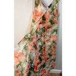 Anthony Original Coral Green Floral Chiffon Overlay Maxi Dress Size Small Photo 2