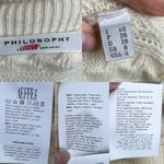 PHILOSOPHY DI LORENZO SERAFINI Pearl Embellished Cable Knit Boxy Sweater Size 4 White Photo 14