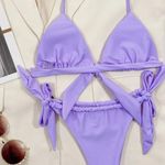 Knot Halter Tie Side Bikini Set Purple Photo 2