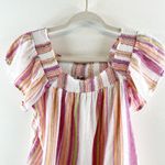 Rails  Short Sleeve Senora Top Hibiscus Stripe White Pink XS Photo 8