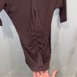 BCBGMAXAZRIA Y2K BCBG chocolate brown soft stretchy faux wrap top open peek back Photo 4