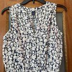 Gap  Women White w Navy Floral Sleeveless “ Everyday” Drawstring Elastic Dress-XS Photo 1