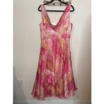 Victor Costa Y2K Pink and Yellow Paisley Silk Party Dress 12 Photo 1