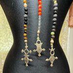 One of a kind lariat carnelian quartz tribal pendant Tuareg long Y necklace Silver Photo 8