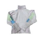 Love Shack Fancy Allan Appliquéd Patchwork Knitted Turtleneck Sweater Small Pink Photo 7