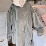 The Comfy Snuggie Pullover Blanket Gray Velvety Sherpa Robe Womens XS S M L XL Photo 3