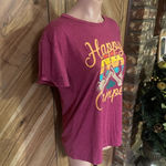 Happy Camper Women’s Medium Vinyl Print Short Sleeve Tee Purple Photo 4