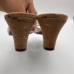 Naturalizer Sana White Strappy Sandal Heels With Cork Sole Studded Detail Photo 8