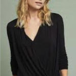 Akemi + Kin for Anthropologie Black Faux Wrap Blouse - Size - XS Photo 0