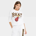 Hybrid Apparel  NBA Miami Heat White Cropped Crewneck Sweatshirt Women's‎ Size 3X Photo 2