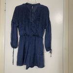 Alice + Olivia Callan Silk Romper striped blue long sleeve size US 4 Photo 6