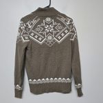 Norge Nordic Wool Blend Sweater Women's M Zip Cardigan Fair Isle Brown White Size M Photo 4