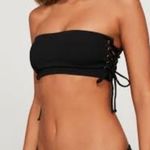 l*space L* Black Bandeau. Ribbed Lace up Bikini Top Size XS. NWOT ♡ Photo 8