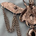 22” Necklace Silver Tone Beetle Pendant 4.5”W Stones Steampunk Goth Gothic Photo 8