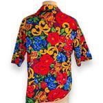 Vintage California Connection Shirt Cherry Red Multicolor Floral Detail Collared Size L Photo 2