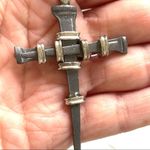 Hematite nail stake cross on cord Gray Photo 5