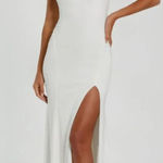 Mac Duggal New 25572 Beaded Halter Jersey Evening Gown white Dress 6 Photo 0