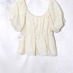 Altar'd State Cream Ditsy Floral Puff Sleeve Babydoll Top Photo 3