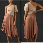 Anthropologie NWT By  Faux Leather One-Shoulder Asymmetrical Midi Dress Size 8 Photo 5
