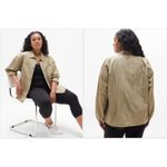 Athleta NWOT  Lightweight Lunar Sheen Shirt Jacket Brownstone Beige XL Relaxed Photo 3