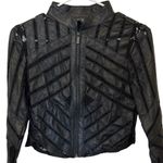 Blanc Noir Genuine Leather Moto Drop Jacket S Black Lace Sheer Panels Photo 2