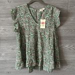 Entro  size‎ small Blooming Details Floral Top In Kelly Green BNWT Photo 1