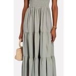 SWF x Revolve Smocked One Shoulder Maxi Dress Womens M Light Green Tiered Cotton Size M Photo 0