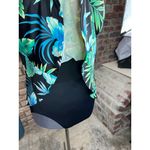 one piece swimsuit swimdress Vintage floral blue black green Size 12 Photo 5