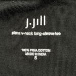 J.Jill  Pima Cotton V Neck Long Sleeve Tee Black Size Small Side Slits Soft Photo 4