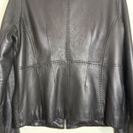 T Tahari Black Leather Collarless Zip Front Jacket Women's Size L Photo 7