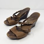 UGG  Strappy Brown Leather Women's Wedge Sandals Size 9 Open Toe Ankle Strap Photo 0