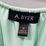 A Byer A. Byer Women's Baby Doll Teal Turquoise Open Cold Shoulder Blouse Top Shirt M Photo 3