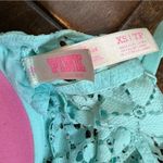 PINK - Victoria's Secret Victoria’s Secret Pink Aqua Blue Lace Pushup Bralette Bra Size XS Photo 5