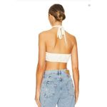 We Wore What New Women's Tie Halter Bra Top Wide Rib Ivory Summertime XS Photo 1