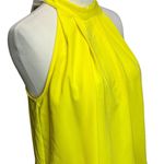 Bebe  Halter Top Womens XS Yellow Pleated Front Keyhole Summer Timeless Modern Photo 1