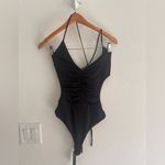 H:ours  Lauren Black Strappy Bodysuit Sz S Photo 3