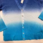 Talbots GIRLFRIEND CARDIGAN DIP DYE Ombré Blue Shades Size Large A10 Photo 9