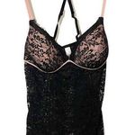 secret treasures  Size Large Black Lace Pink Padded Lingerie Pajama Night NEW Photo 0