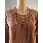 prAna NWT Cozy Up Terry Dress Brown Lace Up Long Sleeve Sweater Dress Medium Photo 6