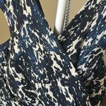 Rickie Freeman for Teri Jon Blue and White Patterned Midi Dress Size 10 Photo 1