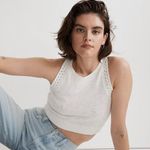 Madewell  Crochet-Trim Crop Sweater Tank in Lighthouse White Size XS NWT Photo 0