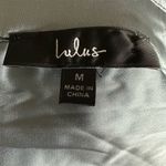 NWOT Lulus Women's M Painterly Perfection Slate Blue Satin Wrap Mini Dress Party Size M Photo 7