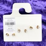 Banana Republic  Gold Stud‎ Earring Set 3 Pair Pearl Crystal Triangle Modern Chic Photo 4