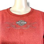 Harley Davidson Womens T Shirt Top Long Sleeve Pullover Crew Neck Orange Medium Photo 1
