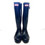 Hunter  Original Tall Glossy Navy Blue Rain Boots Tall Size 8 Photo 2