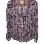 Maeve By Anthropologie Painted Print 100% Silk Sheer Blouse Size 0 - Send Offer! Photo 0