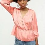 J.Crew | V-neck Button-detail Peplum Blouse Top Pink Coral Size 2 XS Photo 0