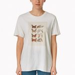 Fruit of the Loom Vintage Butterfly Graphic Tee White Cotton T-Shirt SZ XL Photo 1