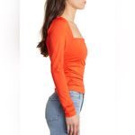Open Edit NWT Ruched Square Neck Top in Red Alert Photo 2